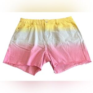 Judy Blue yellow pink Dip Dye Cut Off Shorts Women’s Plus 3XL High Waist Stretch